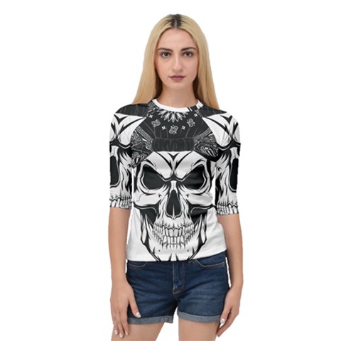 Kerchief Human Skull Quarter Sleeve Raglan Tee by Mariart