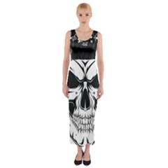 Kerchief Human Skull Fitted Maxi Dress by Mariart