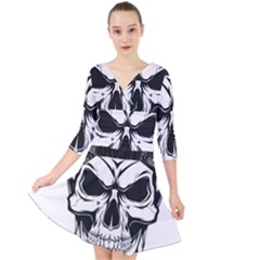 Kerchief Human Skull Quarter Sleeve Front Wrap Dress by Mariart