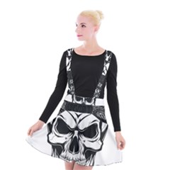 Kerchief Human Skull Suspender Skater Skirt by Mariart