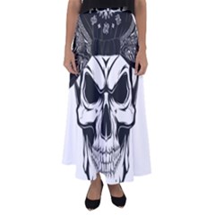 Kerchief Human Skull Flared Maxi Skirt