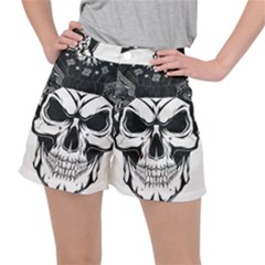 Kerchief Human Skull Stretch Ripstop Shorts by Mariart