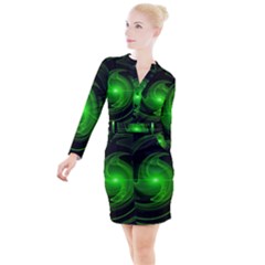 Lines Rays Background Light Button Long Sleeve Dress