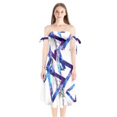 Metal Triangle Shoulder Tie Bardot Midi Dress by Mariart