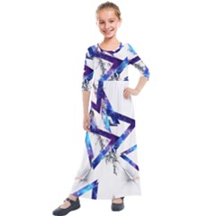 Metal Triangle Kids  Quarter Sleeve Maxi Dress by Mariart