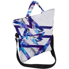 Metal Triangle Fold Over Handle Tote Bag