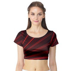 Line Geometric Red Object Tinker Short Sleeve Crop Top