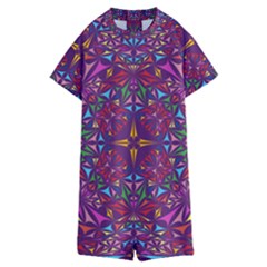 Kaleidoscope Triangle Pattern Kids  Boyleg Half Suit Swimwear