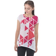 Red Triangle Pattern Cap Sleeve High Low Top