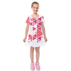 Red Triangle Pattern Kids  Short Sleeve Velvet Dress