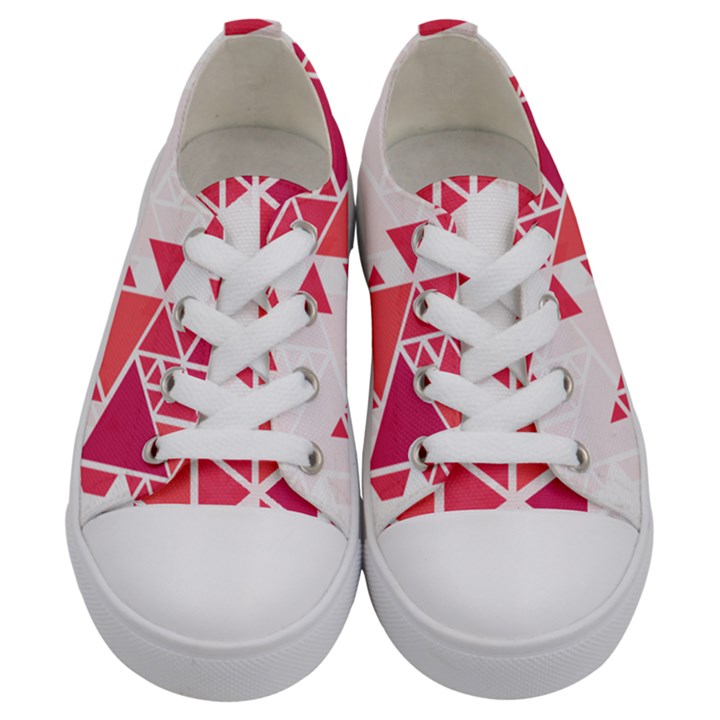 Red Triangle Pattern Kids  Low Top Canvas Sneakers