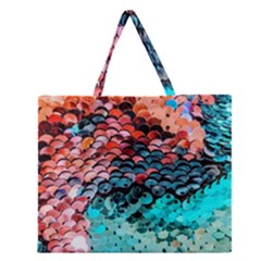 Dragon Scales Zipper Large Tote Bag by WensdaiAmbrose