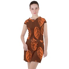 Pattern Leaf Plant Drawstring Hooded Dress