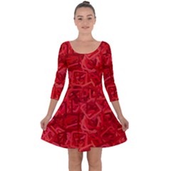 Red Pattern Technology Background Quarter Sleeve Skater Dress