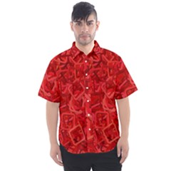 Red Pattern Technology Background Men s Short Sleeve Shirt