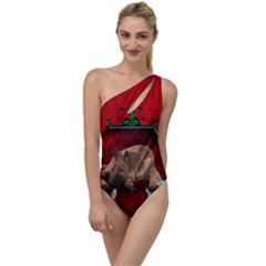 Wonderful German Shepherd With Heart And Flowers To One Side Swimsuit by FantasyWorld7