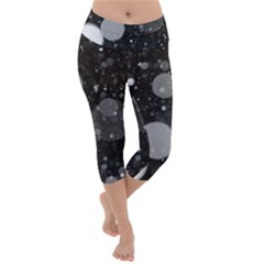 Splatter - Grayscale Lightweight Velour Capri Yoga Leggings by WensdaiAmbrose