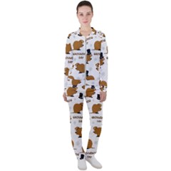 Groundhog Day Pattern Casual Jacket And Pants Set