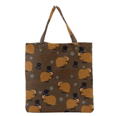 Groundhog Day Pattern Grocery Tote Bag