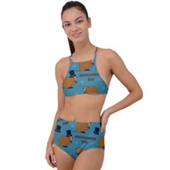 Groundhog Day Pattern High Waist Tankini Set by Valentinaart