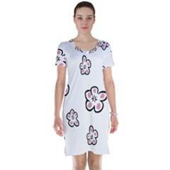 Plum Seamless Flower Short Sleeve Nightdress