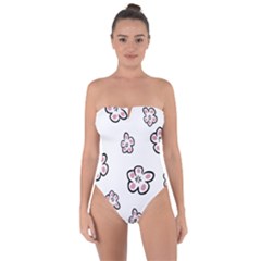 Plum Seamless Flower Tie Back One Piece Swimsuit