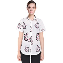 Plum Seamless Flower Women s Short Sleeve Shirt