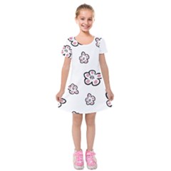 Plum Seamless Flower Kids  Short Sleeve Velvet Dress