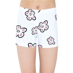 Plum Seamless Flower Kids  Sports Shorts