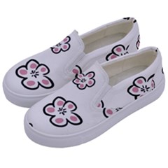 Plum Seamless Flower Kids  Canvas Slip Ons