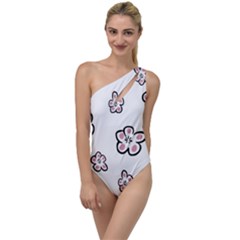 Plum Seamless Flower To One Side Swimsuit