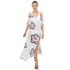 Plum Seamless Flower Maxi Chiffon Cover Up Dress
