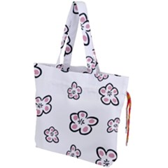 Plum Seamless Flower Drawstring Tote Bag