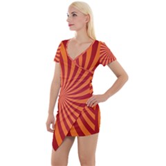 Spiral Swirl Background Vortex Short Sleeve Asymmetric Mini Dress by Mariart