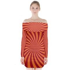 Spiral Swirl Background Vortex Long Sleeve Off Shoulder Dress by Mariart