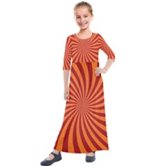 Spiral Swirl Background Vortex Kids  Quarter Sleeve Maxi Dress by Mariart