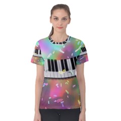 Piano Keys Music Colorful Women s Cotton Tee