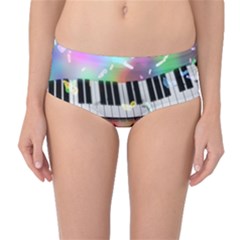 Piano Keys Music Colorful Mid-waist Bikini Bottoms
