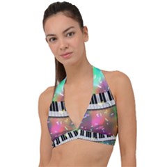 Piano Keys Music Colorful Halter Plunge Bikini Top