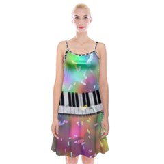 Piano Keys Music Colorful Spaghetti Strap Velvet Dress