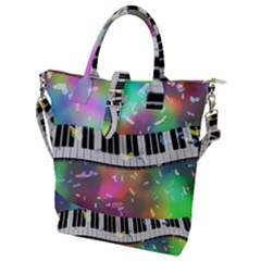 Piano Keys Music Colorful Buckle Top Tote Bag