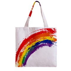 Watercolor Painting Rainbow Zipper Grocery Tote Bag