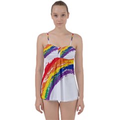 Watercolor Painting Rainbow Babydoll Tankini Set