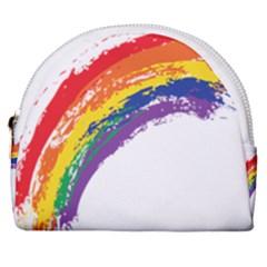 Watercolor Painting Rainbow Horseshoe Style Canvas Pouch