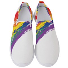 Watercolor Painting Rainbow Men s Slip On Sneakers