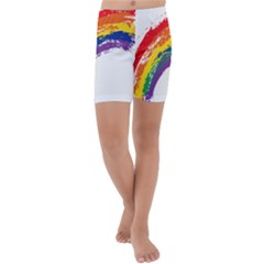 Watercolor Painting Rainbow Kids  Lightweight Velour Capri Yoga Leggings