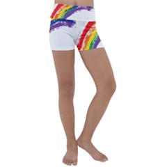 Watercolor Painting Rainbow Kids  Lightweight Velour Yoga Shorts by Mariart