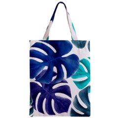 Leaves Tropical Blue Green Nature Zipper Classic Tote Bag by Alisyart
