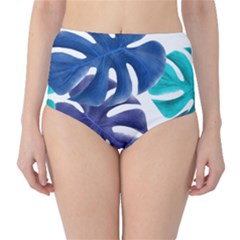 Leaves Tropical Blue Green Nature Classic High-waist Bikini Bottoms by Alisyart