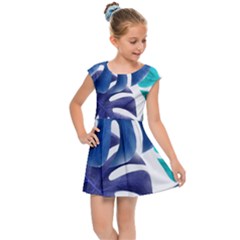 Leaves Tropical Blue Green Nature Kids  Cap Sleeve Dress